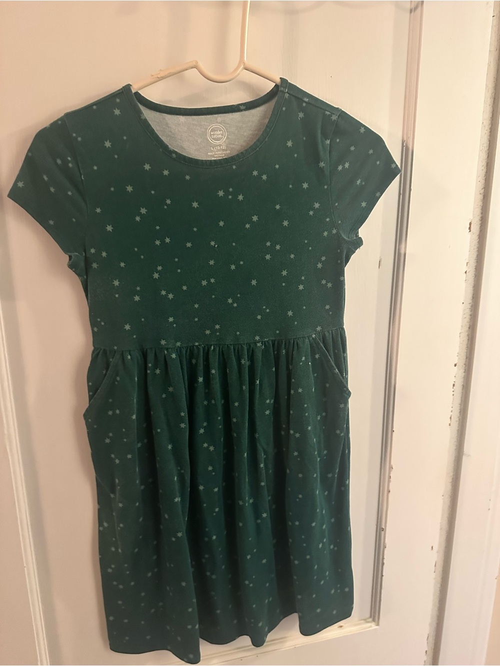 wonder nation Green Star-Pattern Short Sleeve Casual Dress